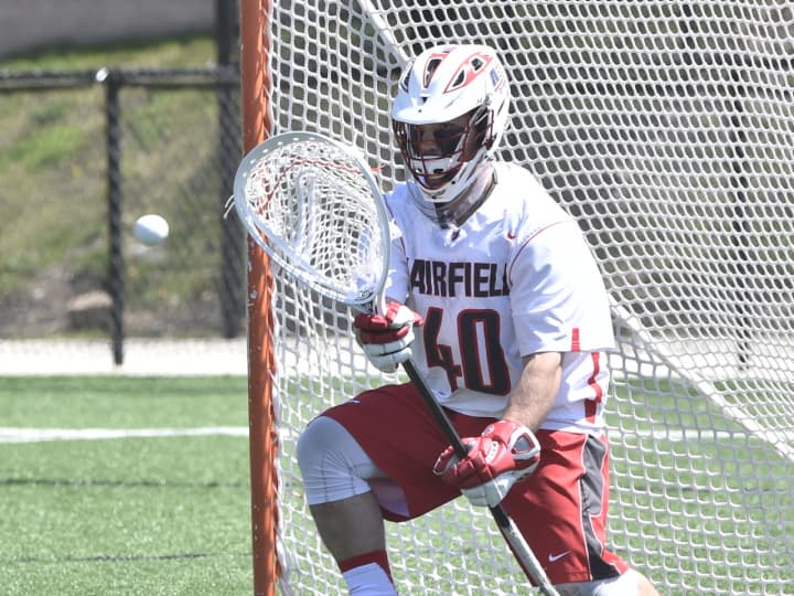 First Team All-CAA goalkeeper Tyler Behring made 11 saves in the cage for Fairfield University.