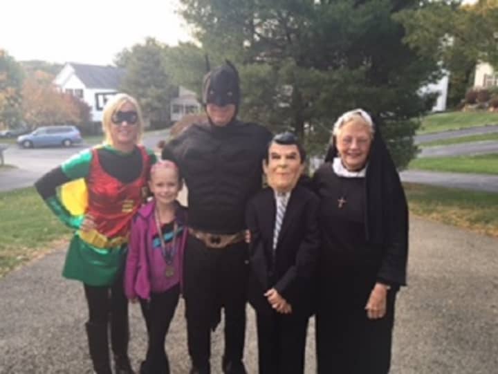 Robin, Batman and others ready for the fun at Daily Voice community adviser Tricia Robbins&#x27; Halloween party Saturday.