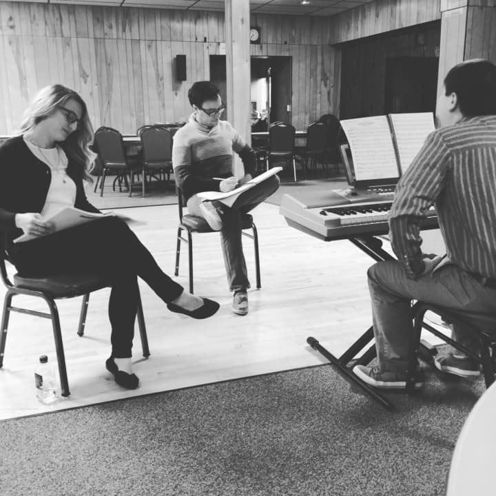 Brittany Dolinar, Zachary Mazouat and musical director Michael Wada rehearse for Defining Moments Theatre Co.&#x27;s upcoming &quot;The Last Five Years.&quot;
