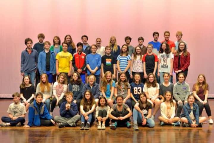 The cast and crew for Bronxville Middle School&#x27;s production of &quot;Fiddler on the Roof, Jr.&quot;pose for a photograph.