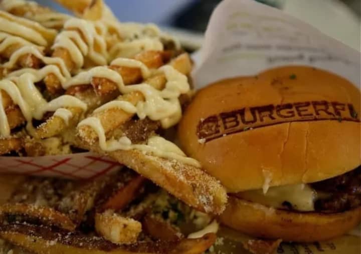 BurgerFi in Poughkeepsie is so proud of its all-natural foods and grass-fed beef that it literally brands its burger buns with its name.
