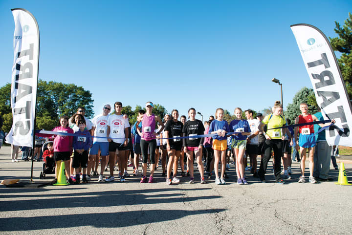 Runners assemble at the starting line before the annual walk/run in Paramus, in 2012.