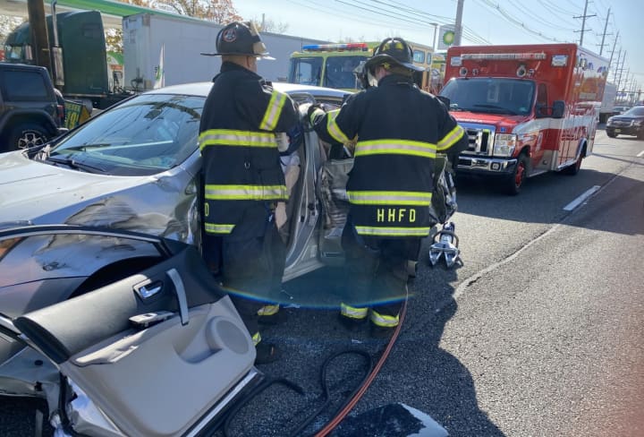 Firefighters freed one of the drivers in the Route 17 crash in Hasbrouck Heights.