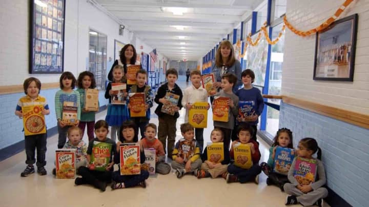 Students at Carrie E. Tompkins Elementary School in Croton collected and donated 40 boxes of food recently.