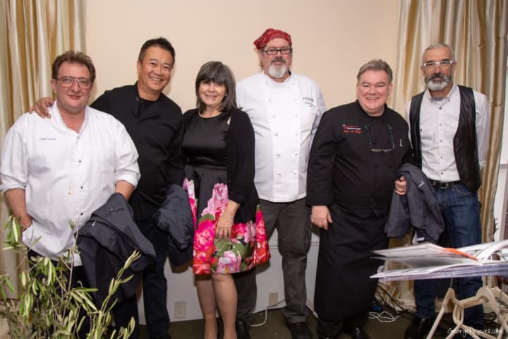 From left, Didier Dumas of Didier Dumas Patisserie; Doug Nguyen of SABI Sushi, Dumplings &amp; Noodles; Mary P. Leahy, MD, CEO of Bon Secours Charity Health System; Kevin Reilly of Roost Restaurant; Peter X. Kelly of Xaviers Restaurant Group; Matt Hudson