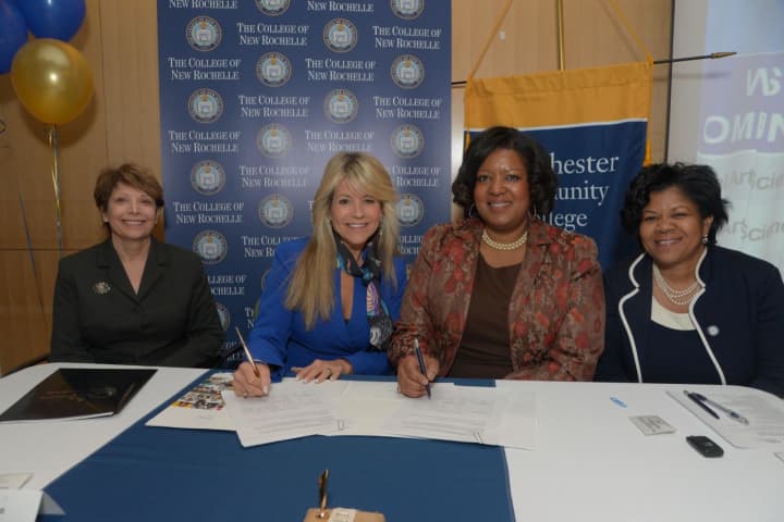 (from left) Dr. Dorothy Escribano, CNR provost and senior VP for Academic Affairs; Judith Huntington, CNR president; Dr. Belinda Miles, WCC president; and Dr. Peggy Bradford, WCC interim VP and dean of Academic Affairs