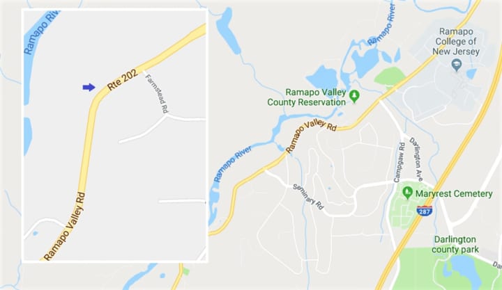 The critically injured driver was headed north on Ramapo Valley Road/Route 202 when he lost control of his car, which slid sideways into the southbound lane as he came around a curve, authorities said.
