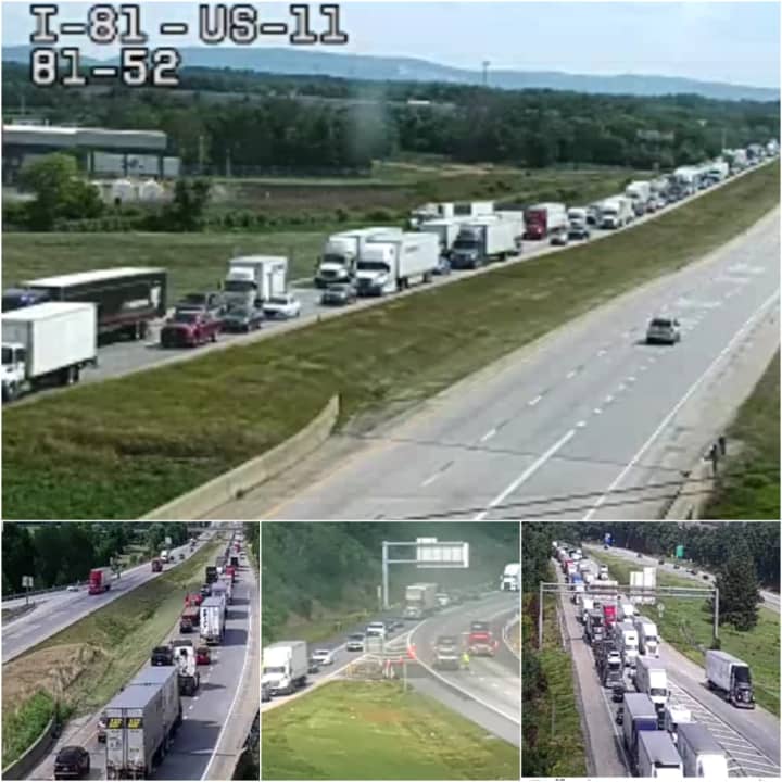 Major traffic back-up in southbound lanes along Interstate 81 in Cumberland County due to a multi-vehicle crash.
