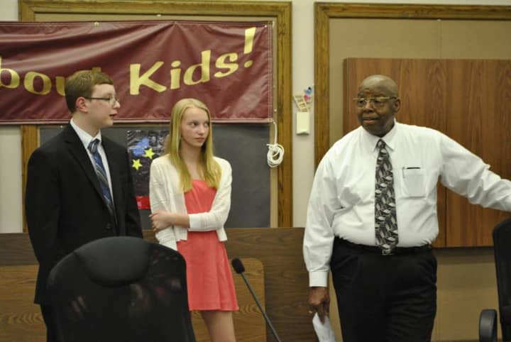 Broadview Middle School students Matthew Henry and Caitlyn VanTronk received the Connecticut Association of Boards of Education Student Leadership Award May 11.