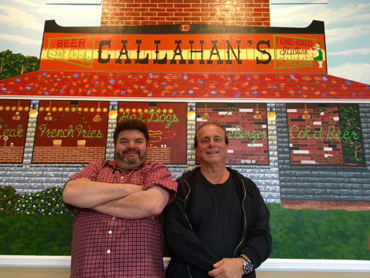 Wyckoff Mark Oberndorf (left) completed the mural in 16 days