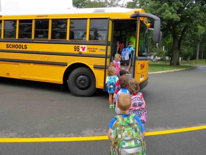 Carrie E. Tompkins Elementary School kindergarten students took their first bus ride during their first day of school on Sept. 1.