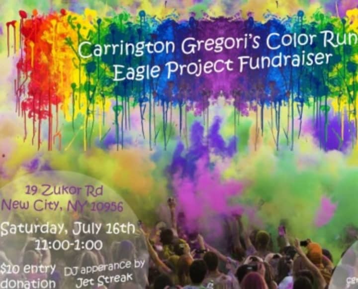 A Color Run to benefit life scout Carrington Gregori&#x27;s upcoming Eagle project to honor the 225th anniversary of Clarkstown will be held July 16.