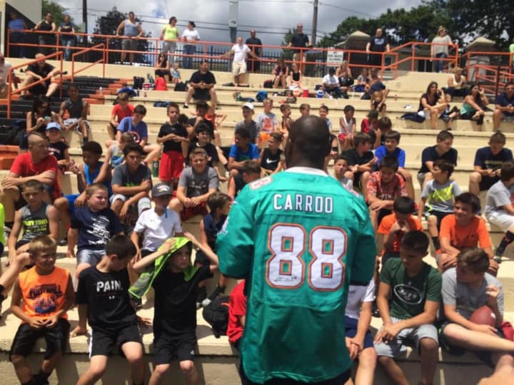 Former Don Bosco star and Miami Dolphin wide receiver Leonte Carroo was a guest instructor at the Gridiron Youth Football Camp in Hasbrouck Heights