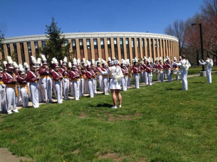 The Harrison High School Marching Band recently honored local veterans with a performance at the school&#x27;s field of flags.