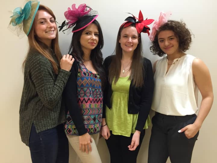 MSCO Employees In Derby Hats: Left to right: Annie Dunning, Ligia Barao, Jade Goodman and Heather Valentin-Kang