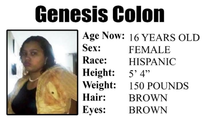 Genesis Colon has been missing since Dec. 3.