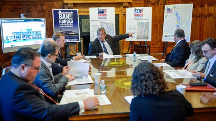 Yonkers Mayor Mike Spano is leading the charge of Hudson Valley officials that are against a proposal that would allow barge parking anchor points off the shore.