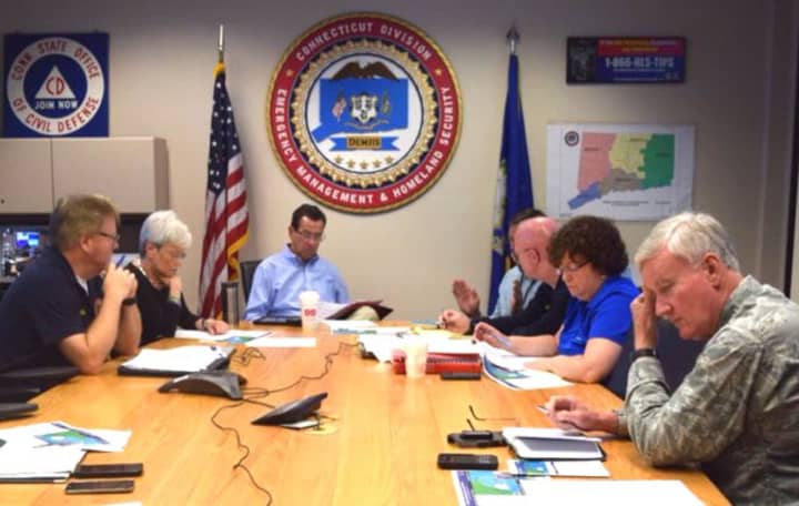 Gov. Dannel Malloy meets Sunday morning with Lt. Gov. Nancy Wyman and other state leaders on the possible impact of Tropical Storm Hermine on Connecticut.