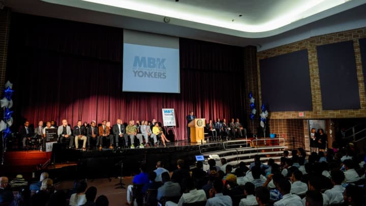 Yonkers Mayor Mike Spano announcing that the city had accepted President Barack Obama&#x27;s &quot;My Brother&#x27;s Keeper&quot; Challenge.