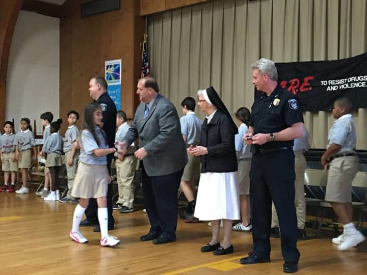 Fifth-Graders from St. Paul&#x27;s School at the D.A.R.E. graduation ceremony Monday.