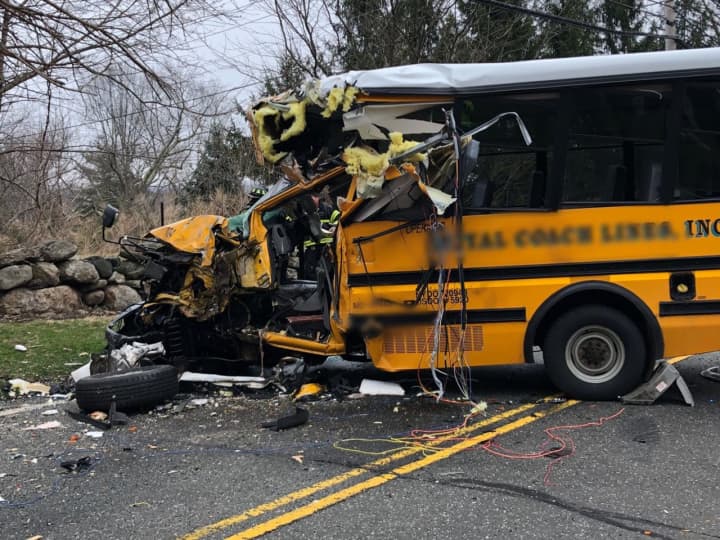 Ten people were injured during a crash between two buses.
