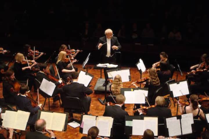 Stephen Michael Smith conducts the Danbury Community Orchestra.