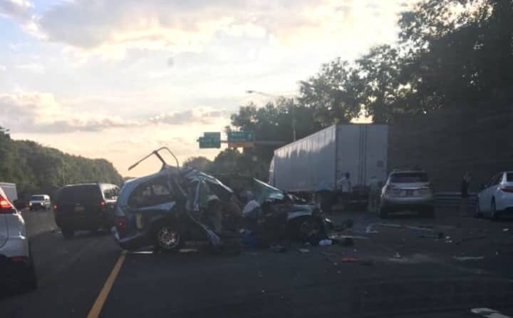 The multi-vehicle crash first closed two lanes of I-95 in Greenwich early Thursday.