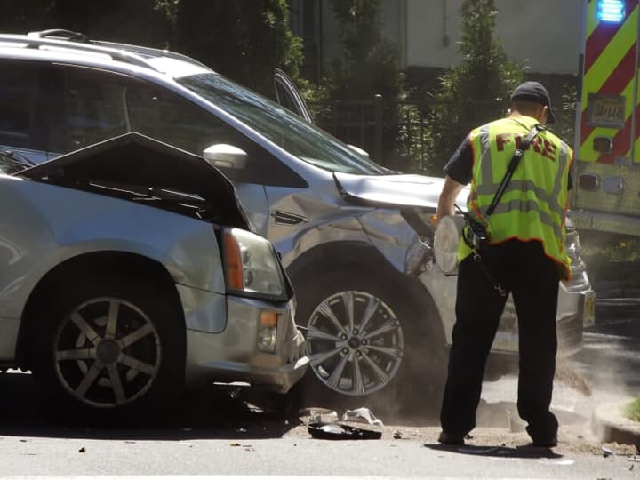 A Cadillac sedan and Ford SUV collided in Ridgewood Saturday.