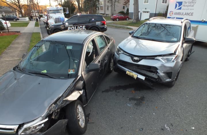 Collision at the corner of Hillside Terrace and Jerome Place in Fair Lawn sent one of the drivers to the hospital.