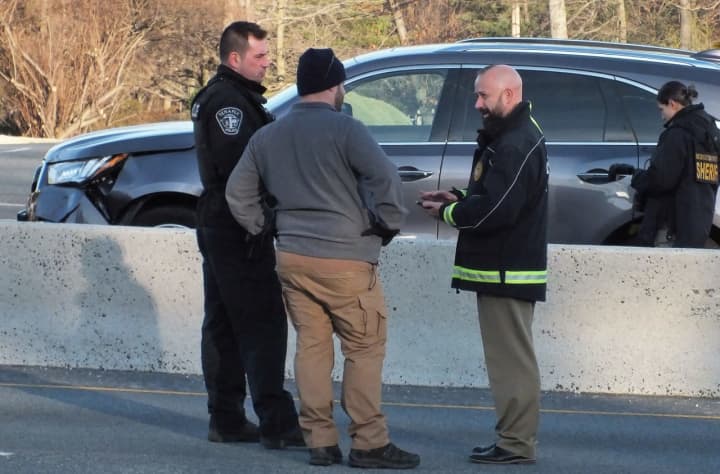 The 66-year-old pedestrian from Suffern was struck by the Acura SUV being inspected here on Route 17 in Ramsey by a Bergen County sheriff&#x27;s CSI detective.