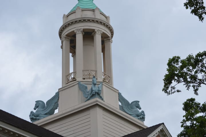 The iconic Reader&#x27;s Digest cupola building dates to 1939, overlooking the Saw Mill River Parkway at Chappaqua Crossing.