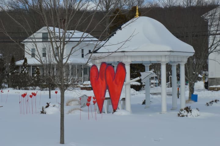Monroe&#x27;s Caitlin Loehr created the Valentine-themed artwork now on the Stepney Green in Monroe.