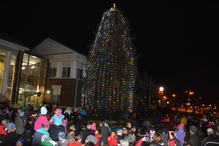 Mount Kisco&#x27;s annual tree lighting will take place on Friday evening. Pictured is a gathering from a previous year.
