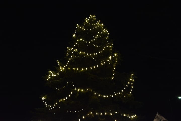 The Bedford Village Christmas tree, pictured during a previous holiday season.