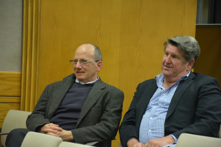 Left to right: William Balter, of Wilder Balter Partners, and Felix Charney, president of Summit Development, which is a parent company of Summit/Greenfield. The two were on hand for Tuesday&#x27;s New Castle Town Board meeting.