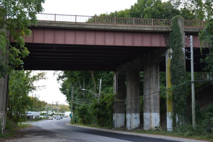 The Saw Mill River Parkway bridge, which towers over Kisco Avenue in Mount Kisco.