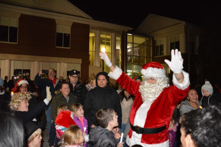 Santa Claus makes a visit to Mount Kisco&#x27;s Christmas tree lighting ceremony.