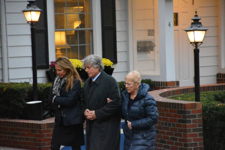 Attendees leave a Thursday wake in Katonah that was held for Lois Colley, a slain North Salem socialite.