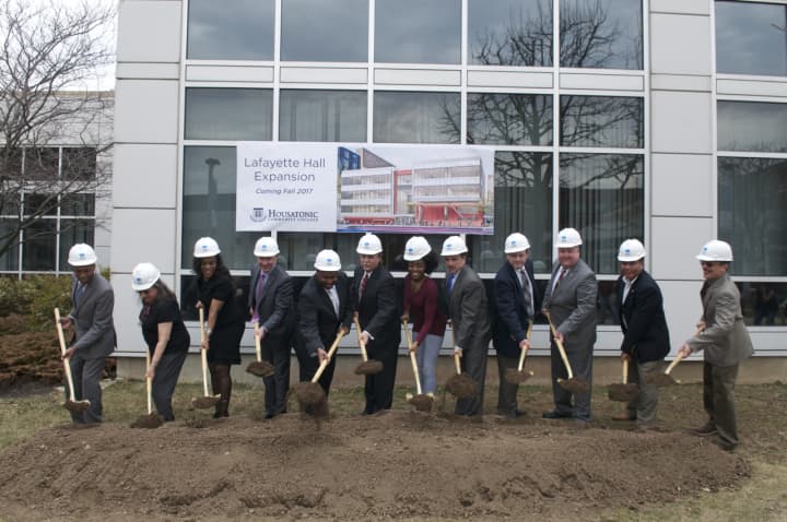 School and city officials break ground Thursday at Housatonic Community College in Bridgeport.