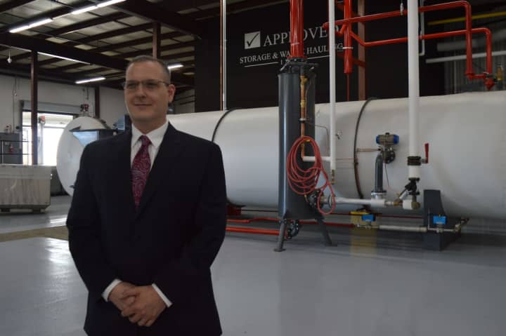 Charlie Dippilito Jr. standing in his new medical waste processing facility, Future Healthcare Systems of Bridgeport.