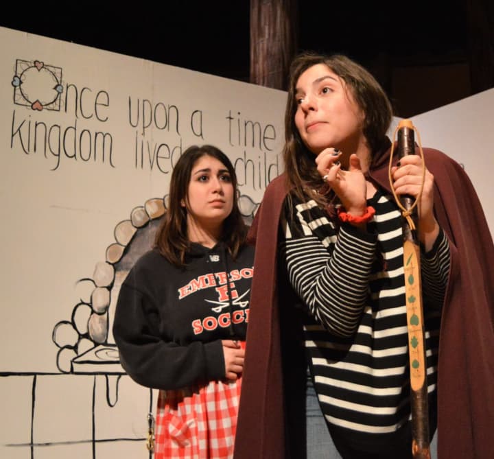 Sela Ghougasian, left, plays the Baker&#x27;s Wife and Jenn Bueti, the Witch, in the Emerson Junior-Senior High School production of &quot;Into the Woods.&quot;