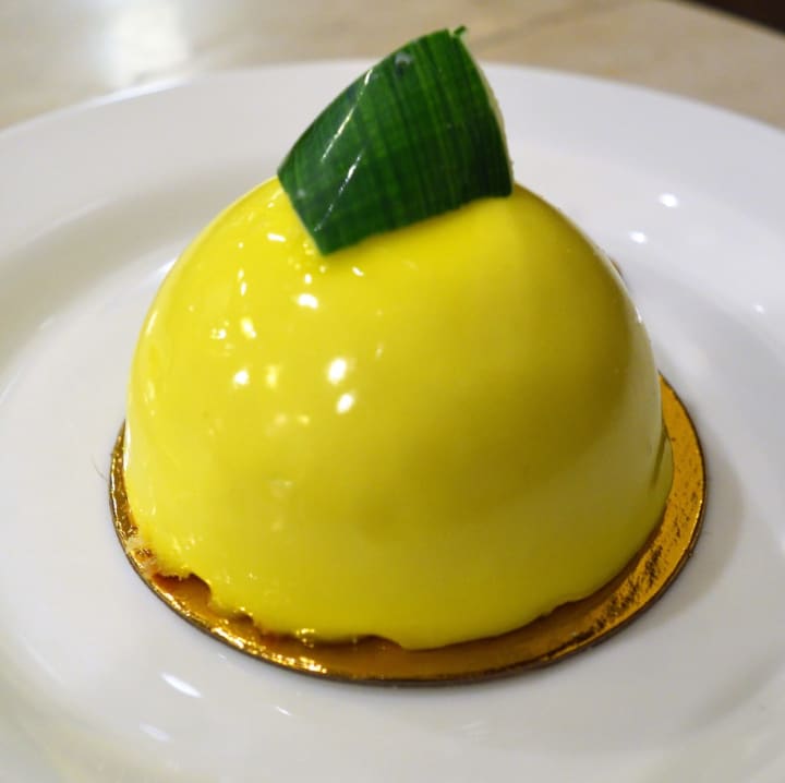 "The Hudson" at Sook Pastry is a white chocolate mousse with lemon cremeux.