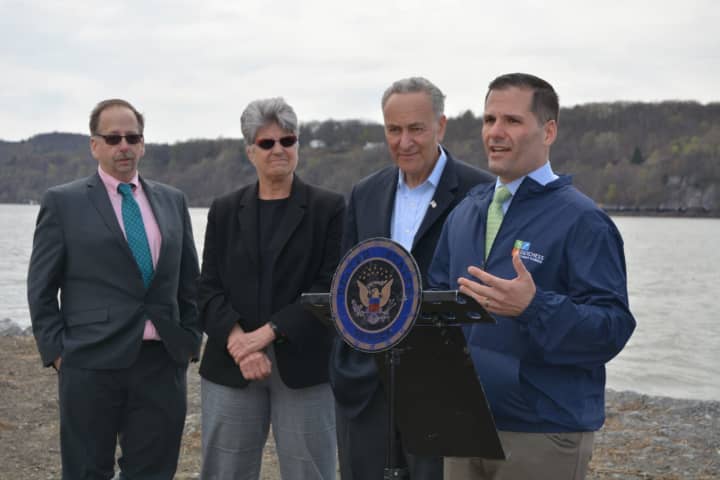 County Executive Marc Molinaro and Sen. Charles Schumer at Quiet Cove Riverfront Park