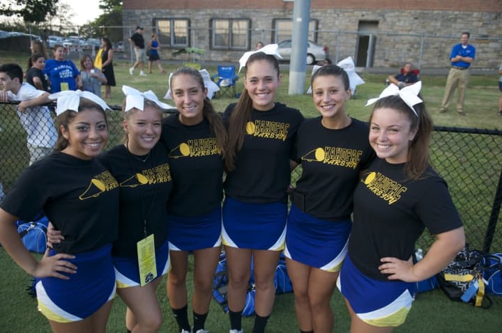 Mahopac cheerleaders pose for a photo.
