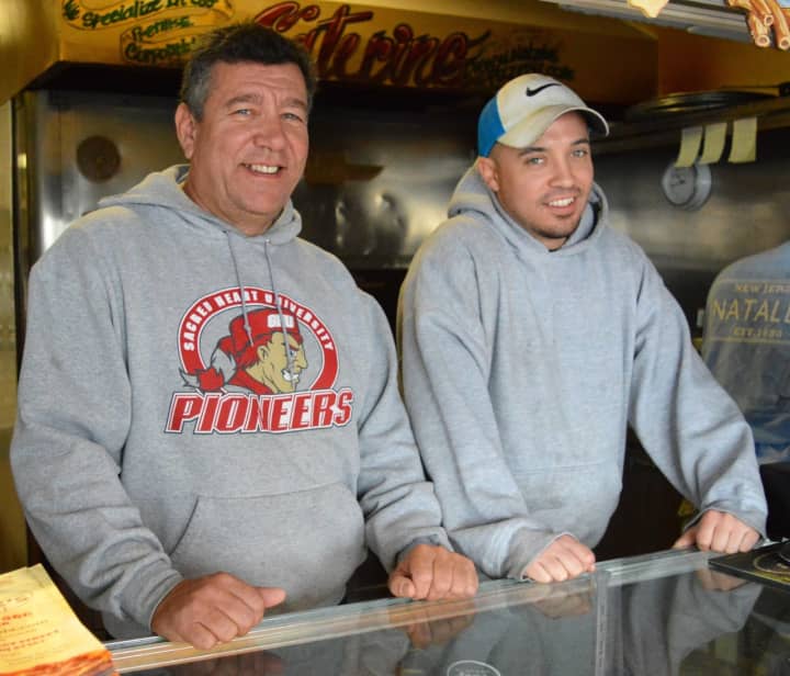 Father and son Gary and AJ Sernak at the front counter of Natale&#x27;s in Waldwick.