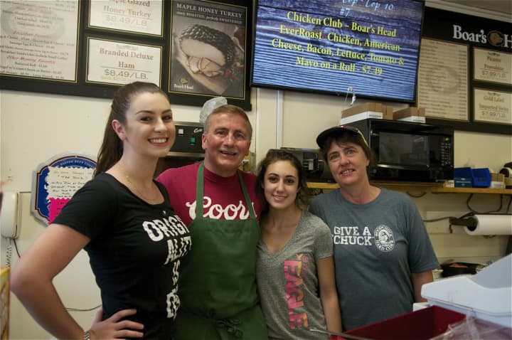 Owner Jim Reynolds (second from L) and some of the staff at Mountaintop Market.