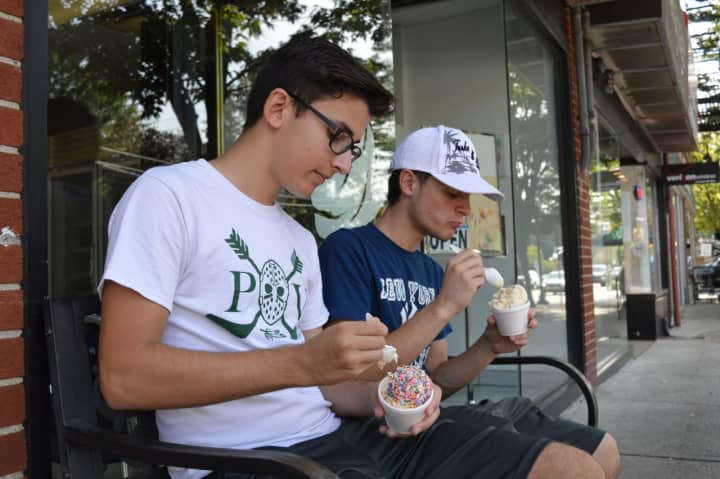 Pascack Valley High School seniors enjoy ice cream on their lunch break in Hillsdale.