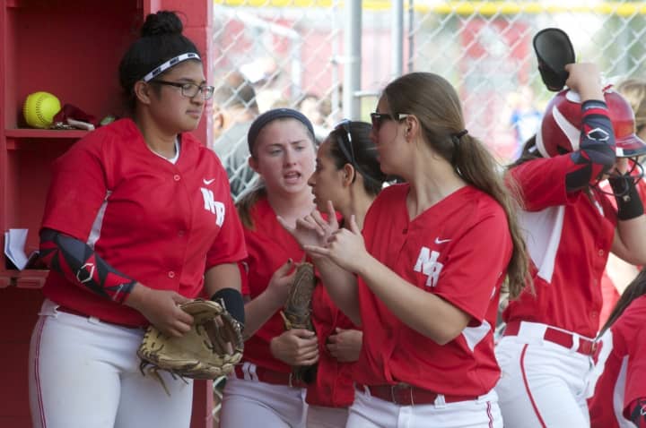 The Red Raiders hit the dugout between innings of Thursday&#x27;s 8-4 victory over Suffern.