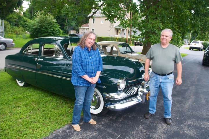 Joanne and Bill White with their 1951 Mercury.