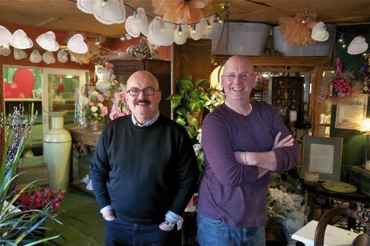 Mahopac Flower Shop owners William Fitzgerald and Michael Bothe.